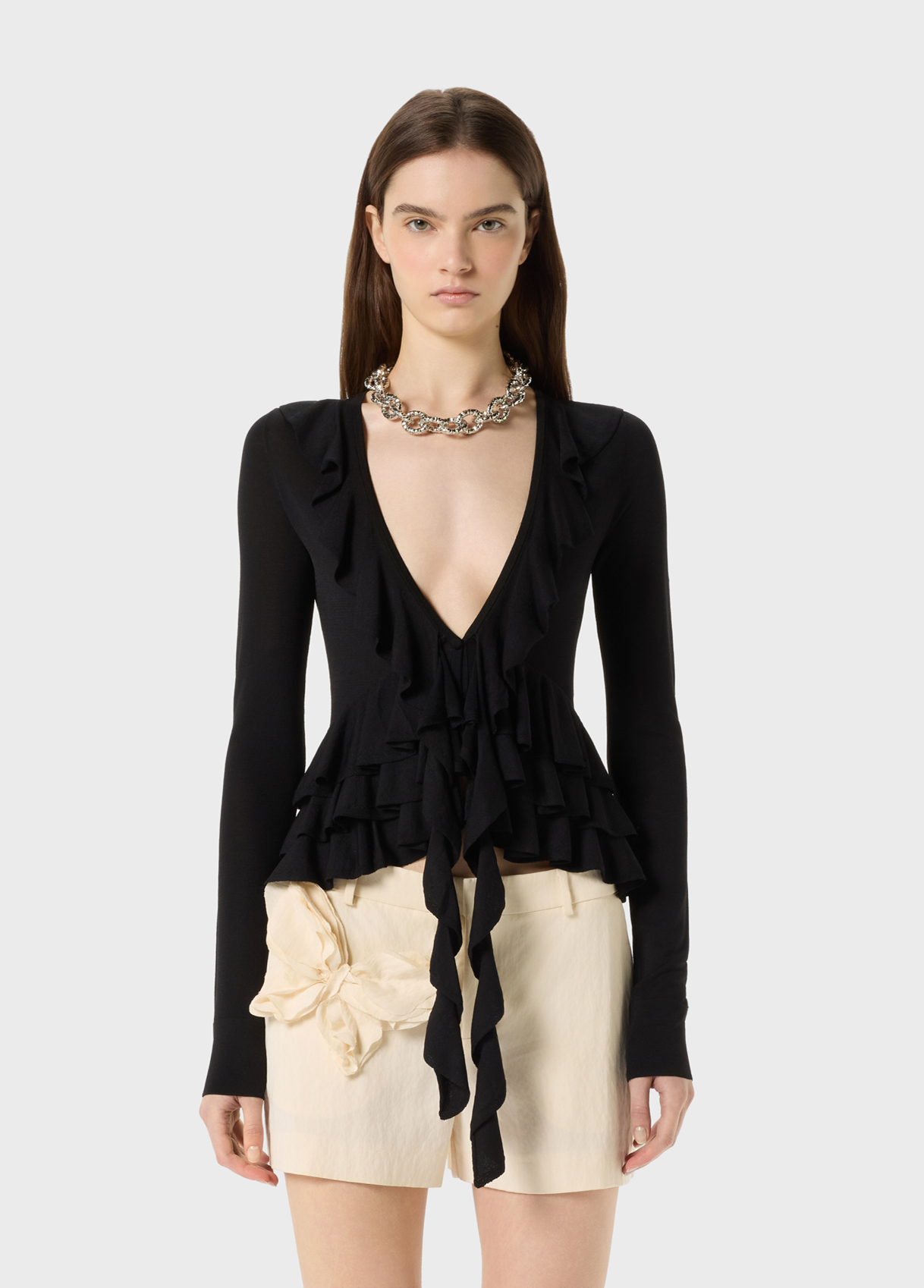 Knit cardigan with ruffles and frills - Blumarine