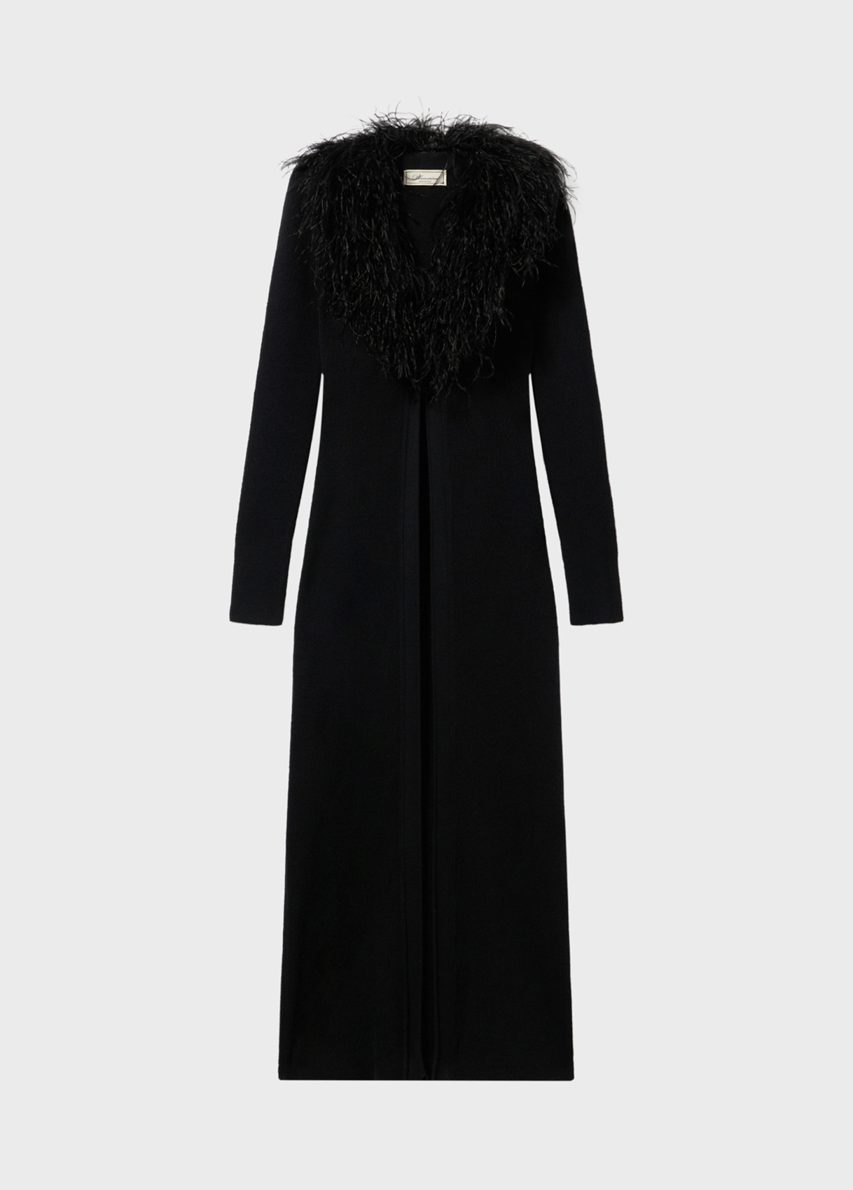 Long cardigan with faux fur collar