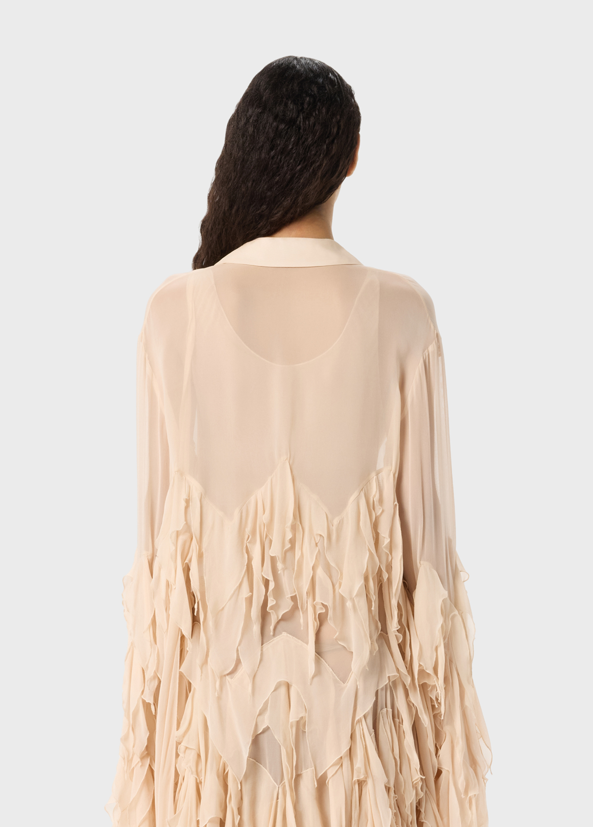 Asymmetric georgette blouse with ruffles - Blumarine