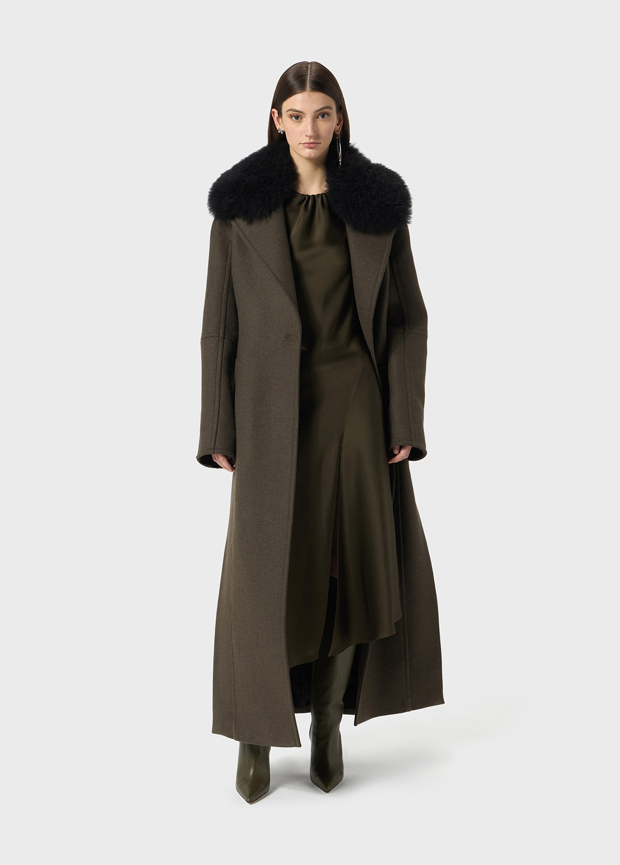 Long coat with faux fur collar - Blumarine