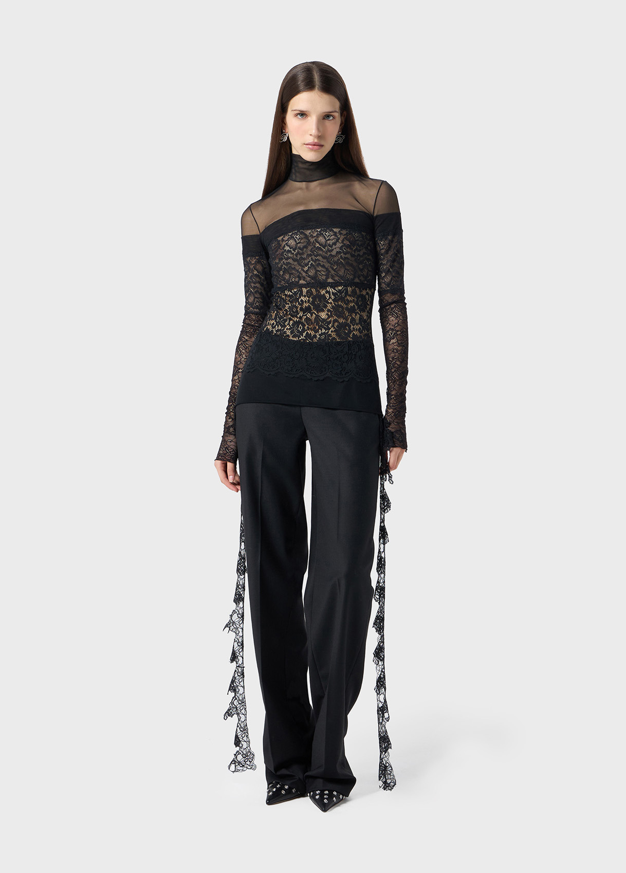 Twill pants with scalloped lace - Blumarine Twill pants with scalloped lace - Blumarine