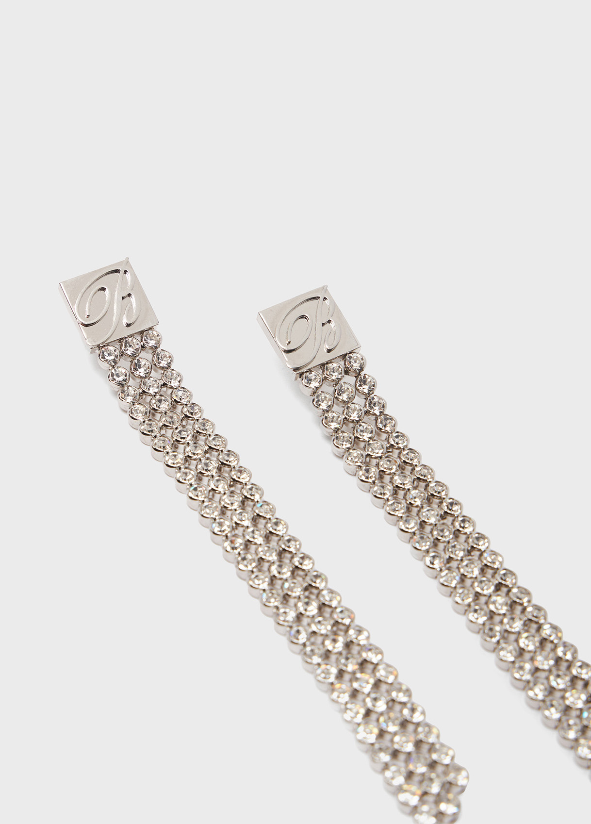 アクセサリーその他 BLUMARINE Woman Jewel Ivory 2W329A C1079 Chain drop earrings with rhinestones and b monogram - Blumarine