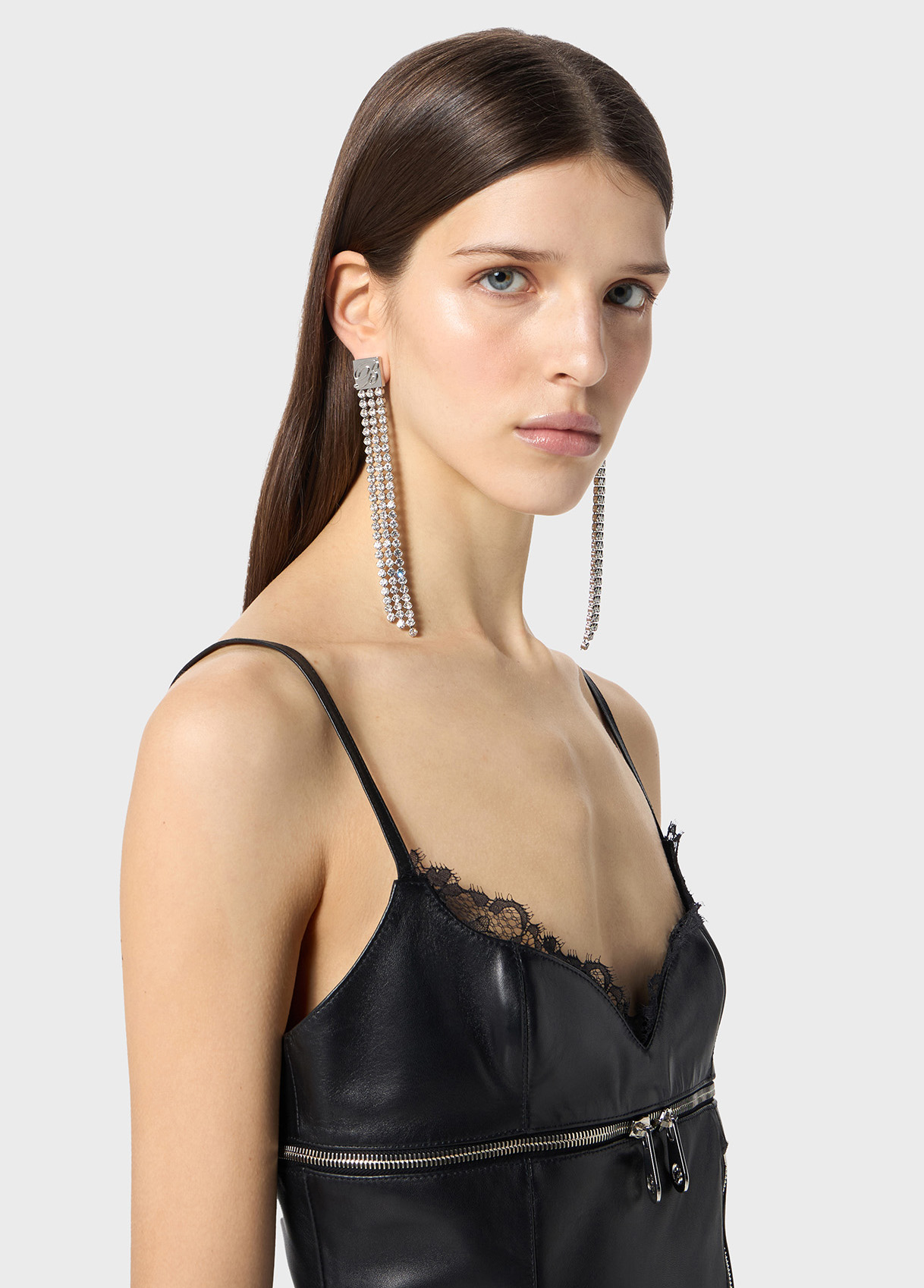 Chain drop earrings with rhinestones and b monogram - Blumarine