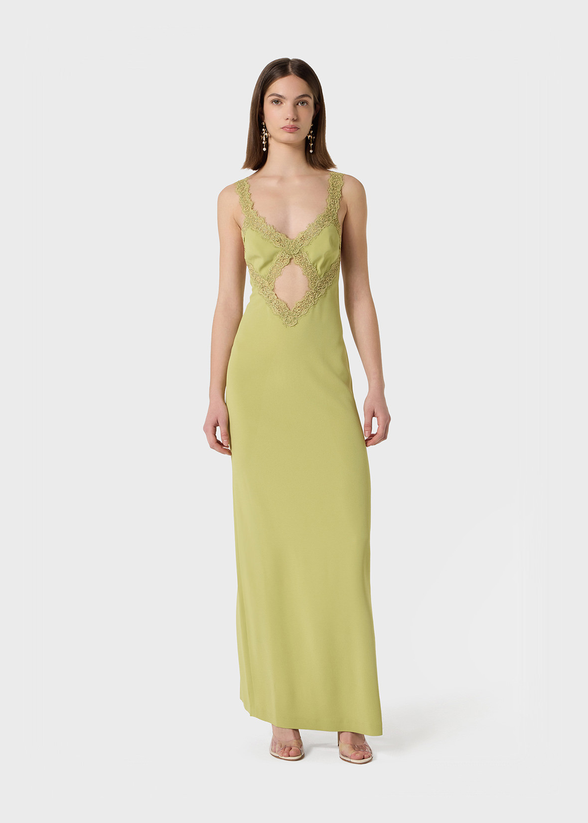 ワンピース Blumarine SS24 DRESS KNITTED NET (4A134A N0990) Rib Midi Dress (4A023A-N0990-NERO)