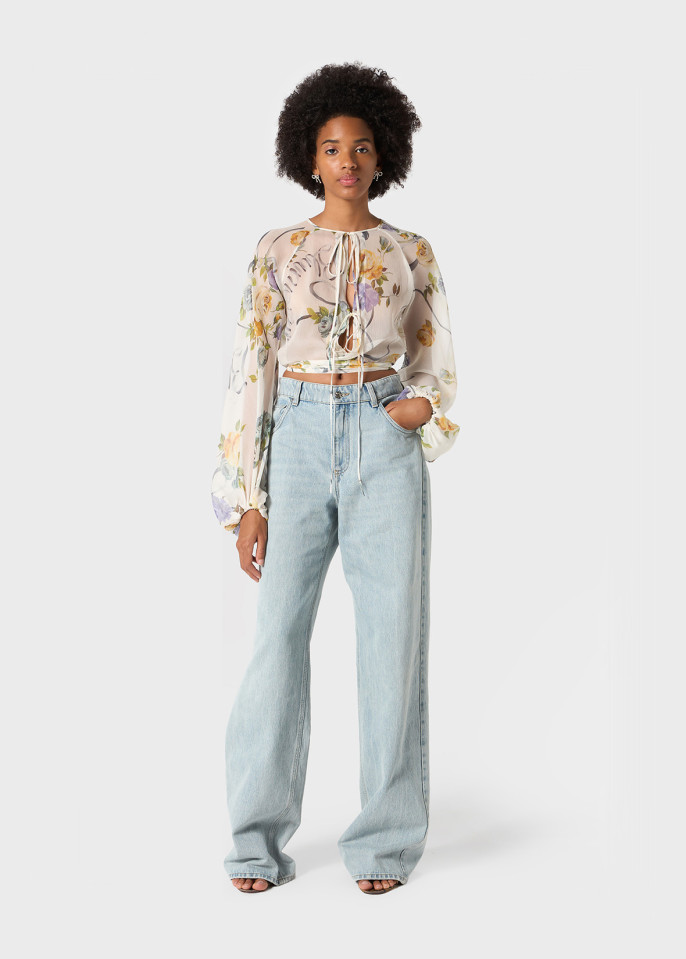BLUMARINE: BLUSA IN CREPONNE STAMPATO