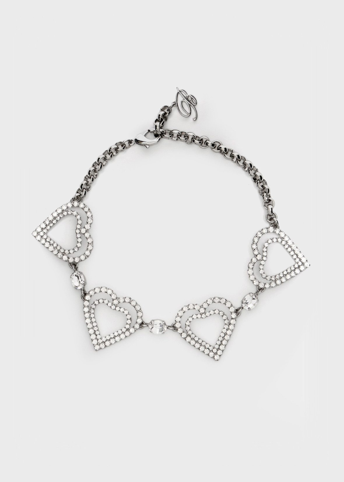 ブレスレット Blumarine FW25 Blumarine Bijoux (A522W350A A8359) Metal Choker With Rhinestone Hearts | Blumarine
