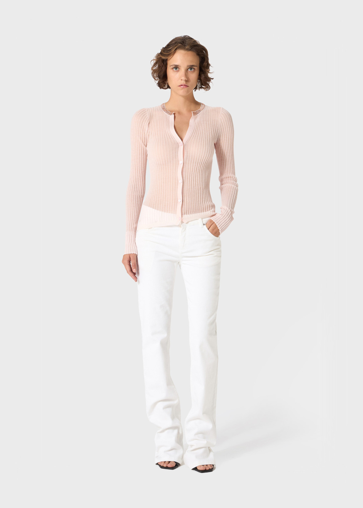 Ribbed Sweater With Rhinestone Applique | Blumarine