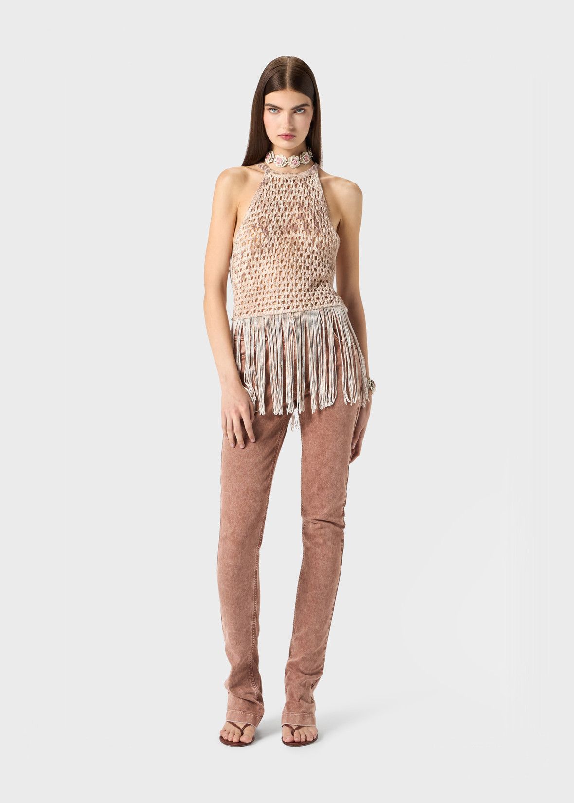驚きの激安価格 Top Knit Printed With Blumarine | Fringes トップス