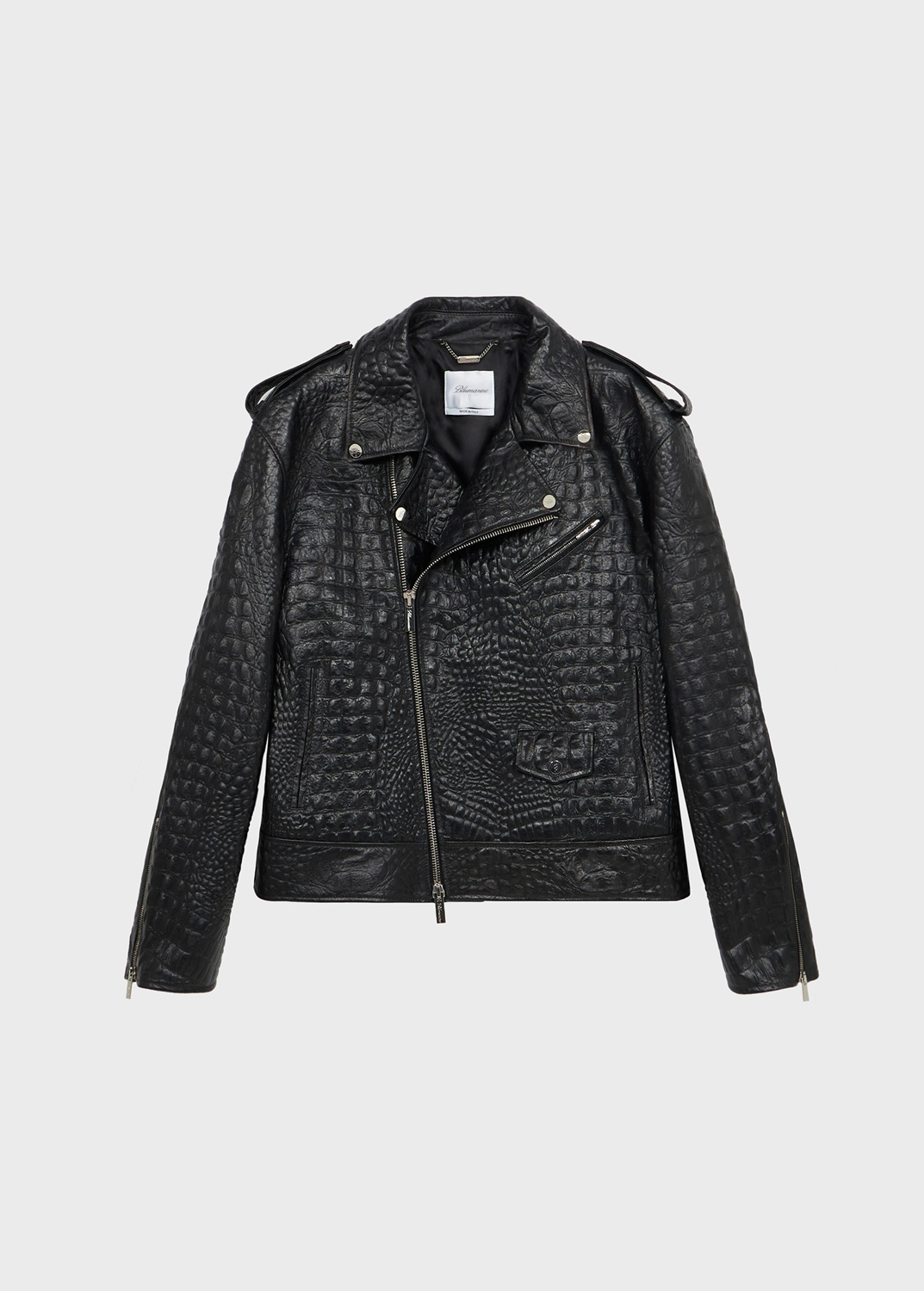 Oversized Crocodile-effect Print Leather Jacket | Blumarine