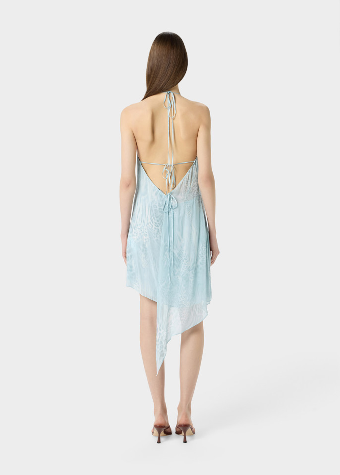 BLUMARINE: MINI DRESS IN CHIFFON WITH LIQUID LEOPARD PRINT