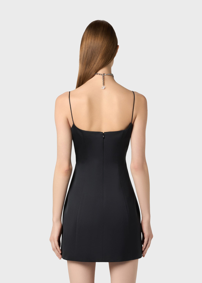 BLUMARINE: MINI DRESS IN DUCHESSE SATIN WITH SHAPED SKIRT