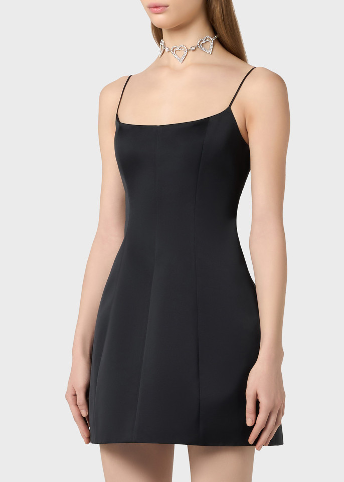 BLUMARINE: MINI DRESS IN DUCHESSE SATIN WITH SHAPED SKIRT