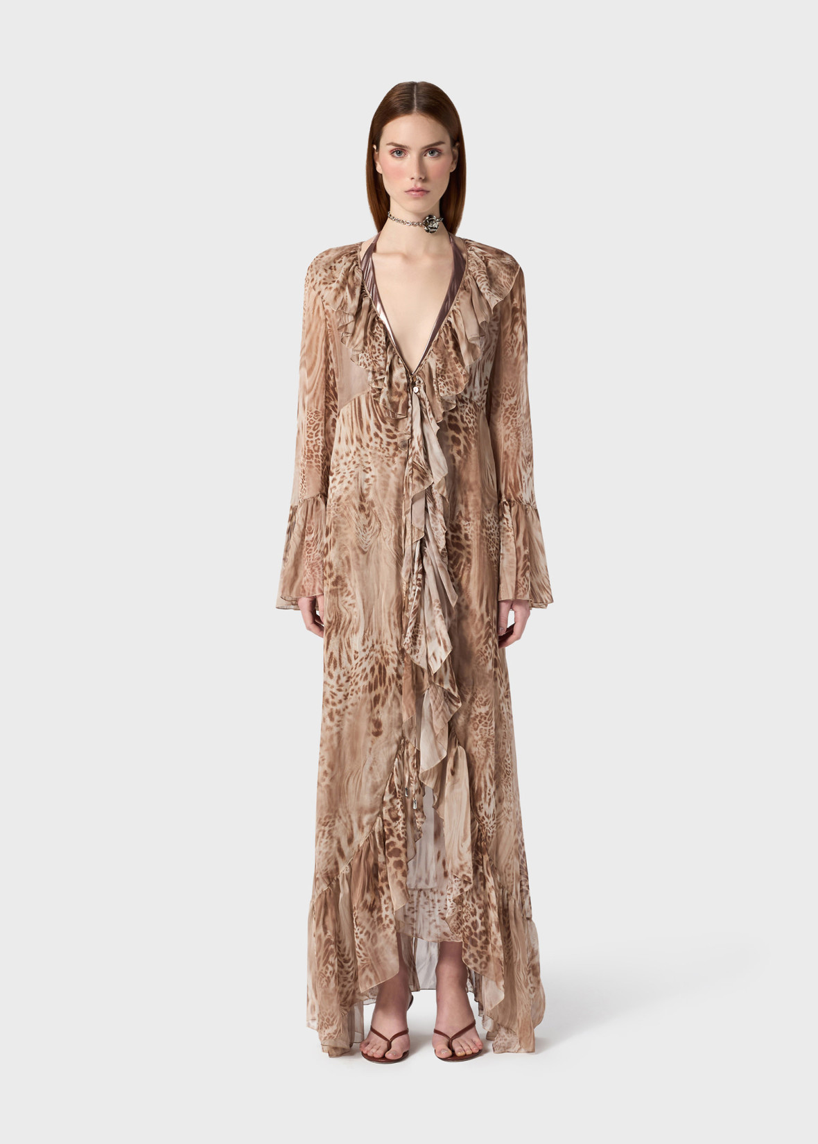 ワンピース BLUMARINE Printed Chiffon Dress Printed Chiffon Long Dress | Blumarine