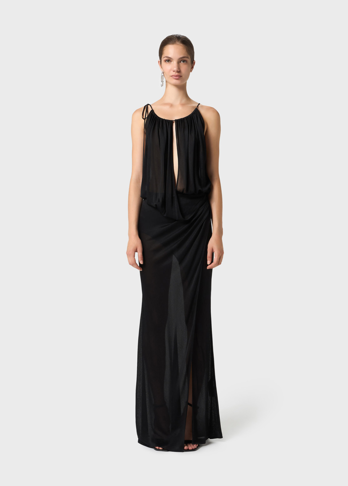 ワンピース BLUMARINE Black Stretch Jersey Dress Jersey Long Dress With Drapes | Blumarine
