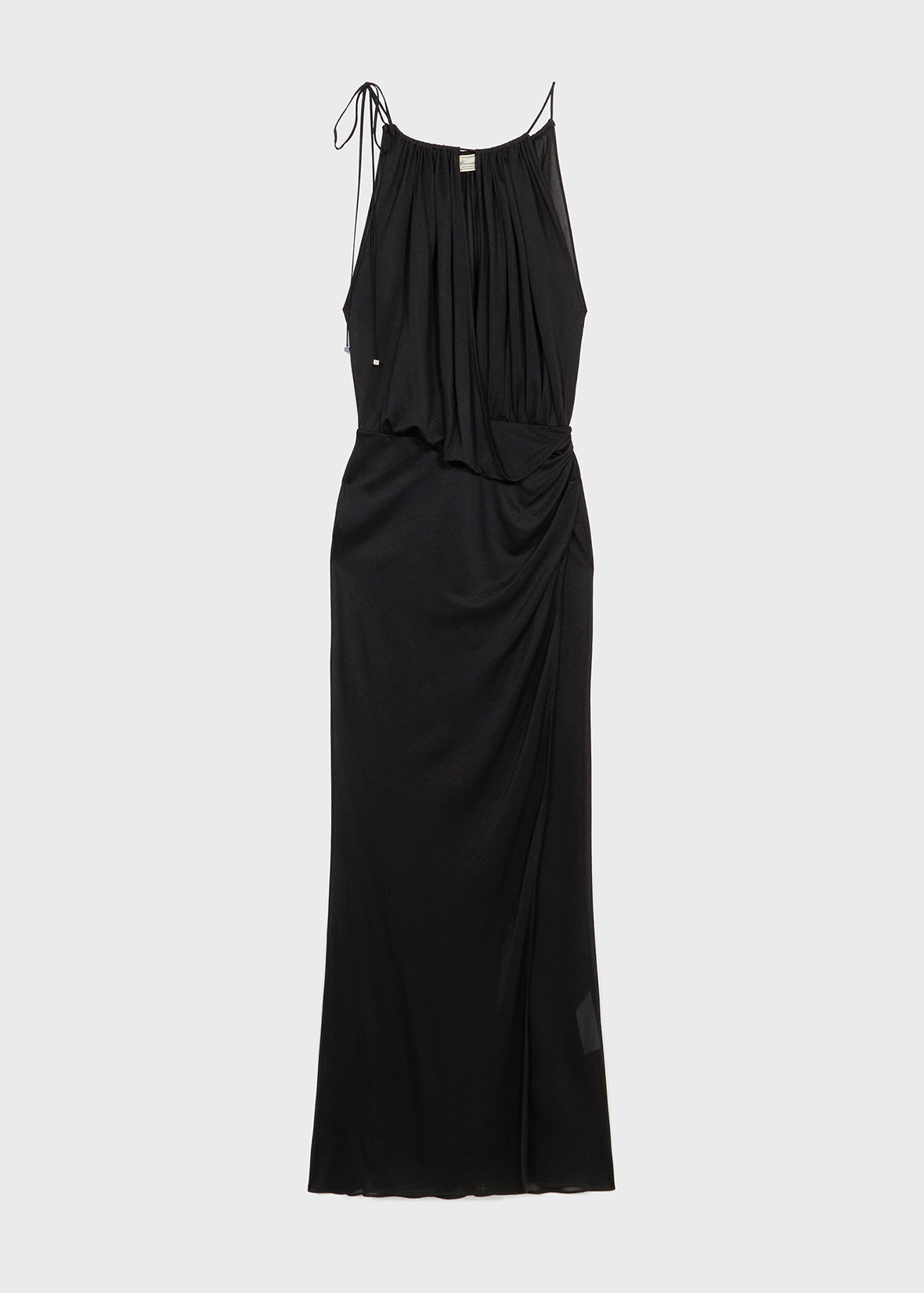 ワンピース Blumarine FW25 Black stretch jersey dress (2A704A N0990) abito_lungo_in_jersey_con_drap