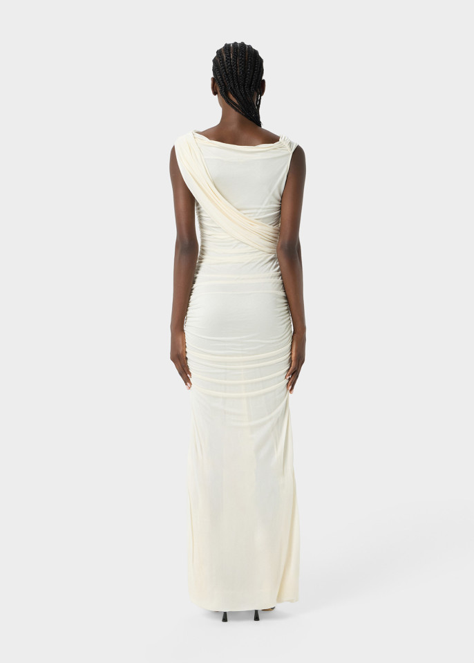 BLUMARINE: ONE-SHOULDER LONG DRESS WITH DRAPES
