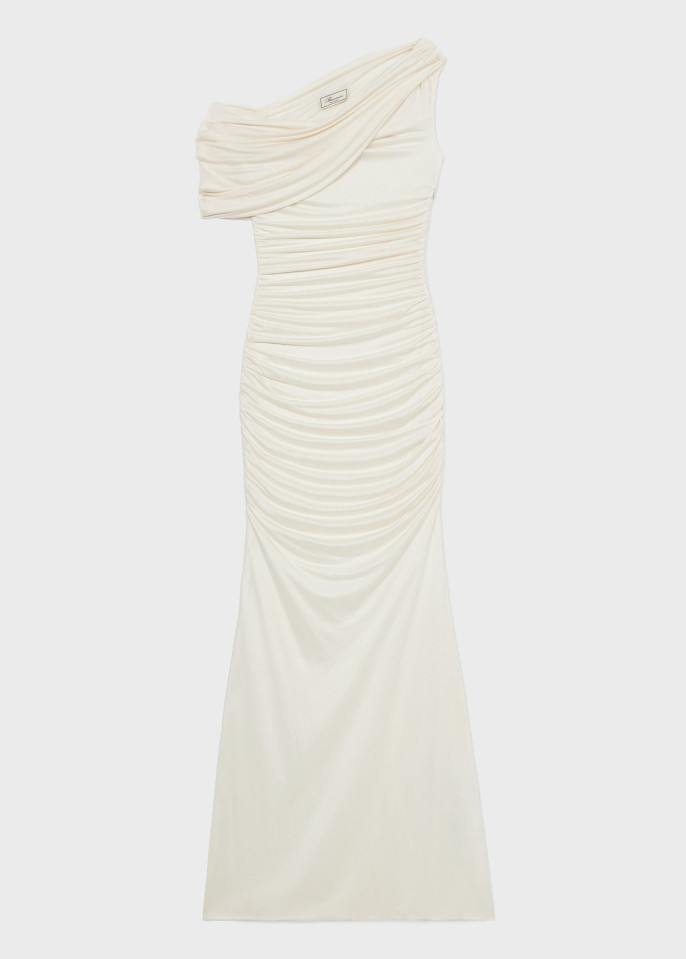 BLUMARINE: ONE-SHOULDER LONG DRESS WITH DRAPES