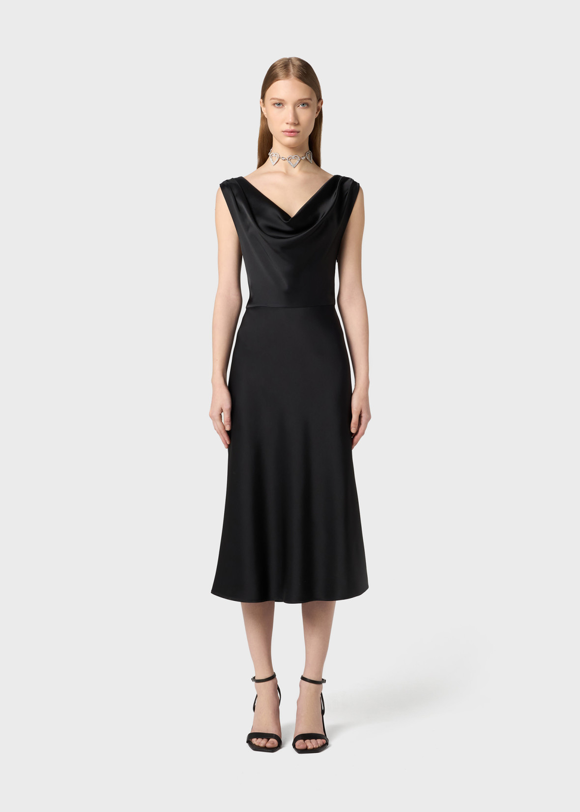 ワンピース FERRAGAMO BLACK SILK SATIN MIDI DRESS Black Fringed silk-blend midi dress | FERRAGAMO | NET-A-PORTER
