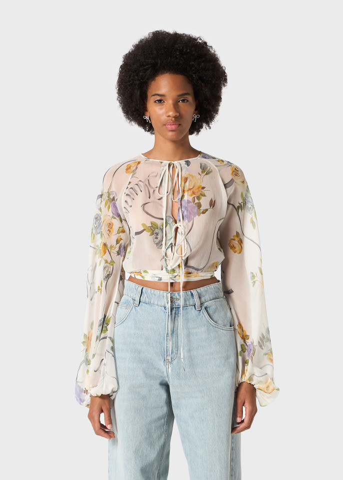BLUMARINE: BLUSA IN CREPONNE STAMPATO