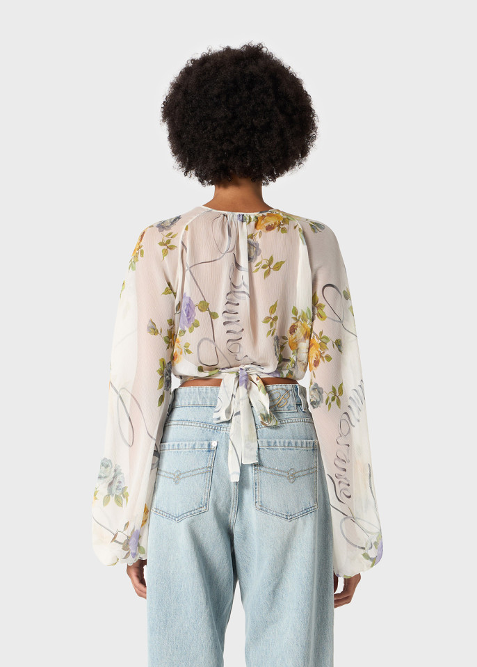 BLUMARINE: BLUSA IN CREPONNE STAMPATO