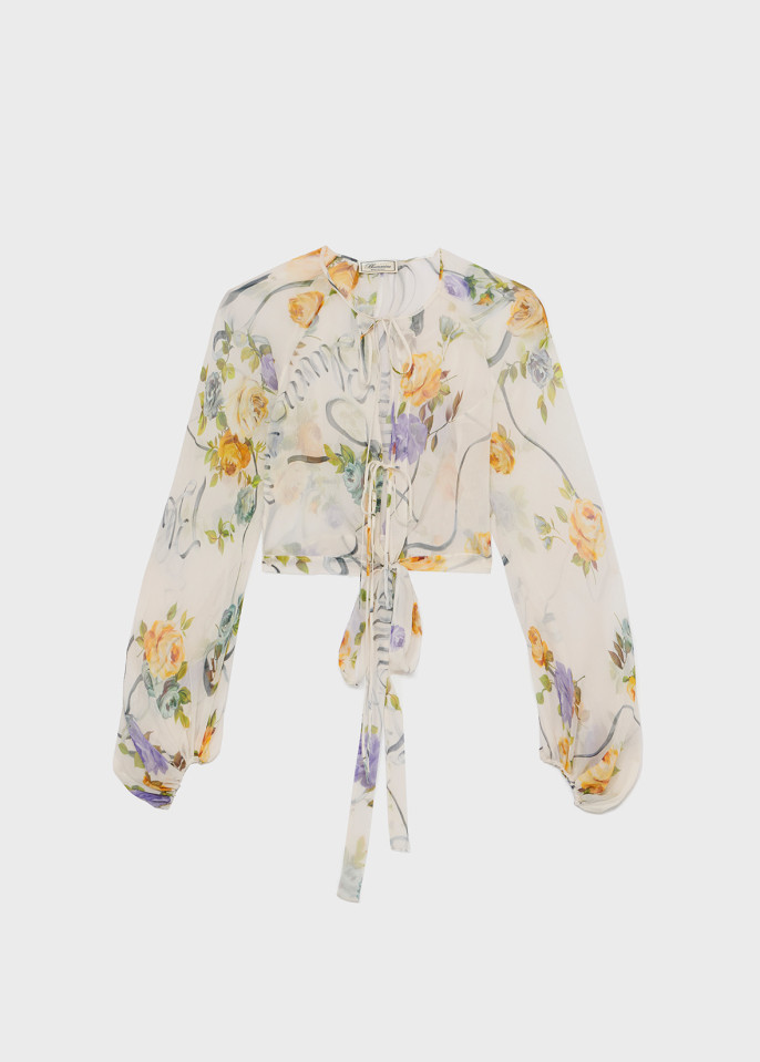 BLUMARINE: BLUSA IN CREPONNE STAMPATO