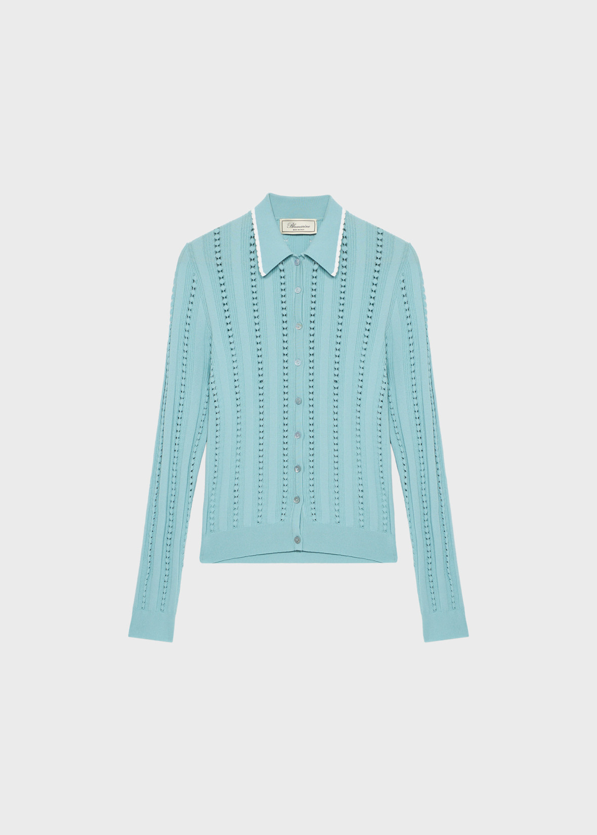 Blumarine ruffled-trim off-shoulder Cardigan | Purple | FARFETCH