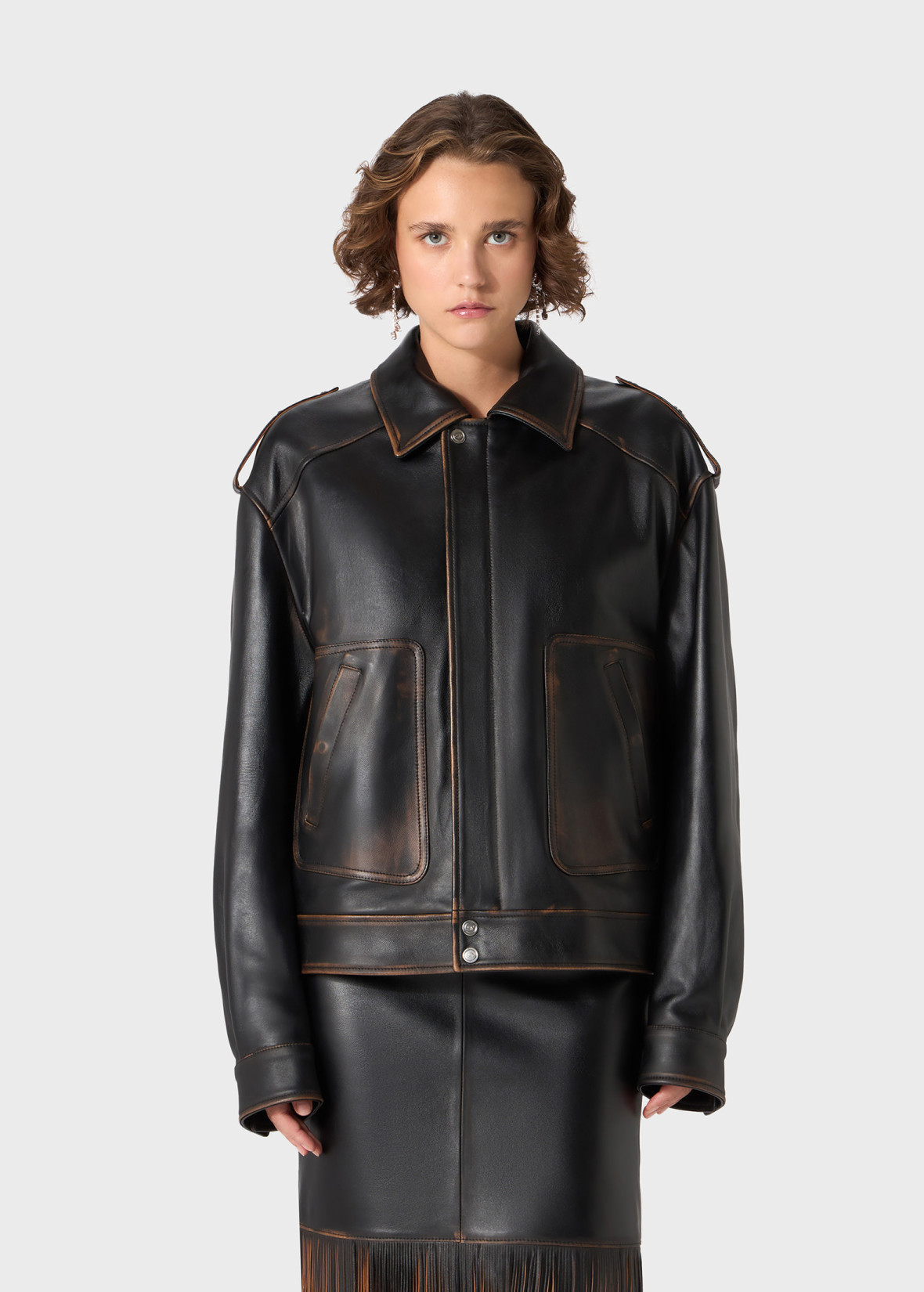 Leather Biker Jacket | Blumarine