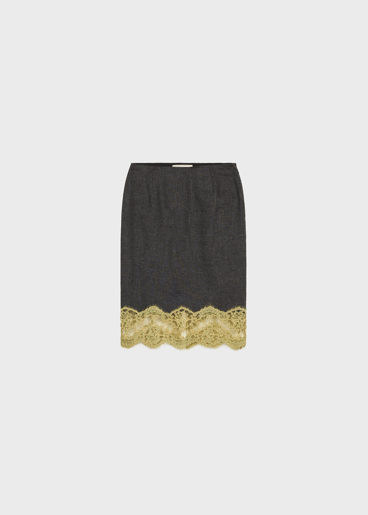 Velours & lace midi skirt (khaki) - MARGE Online Shop