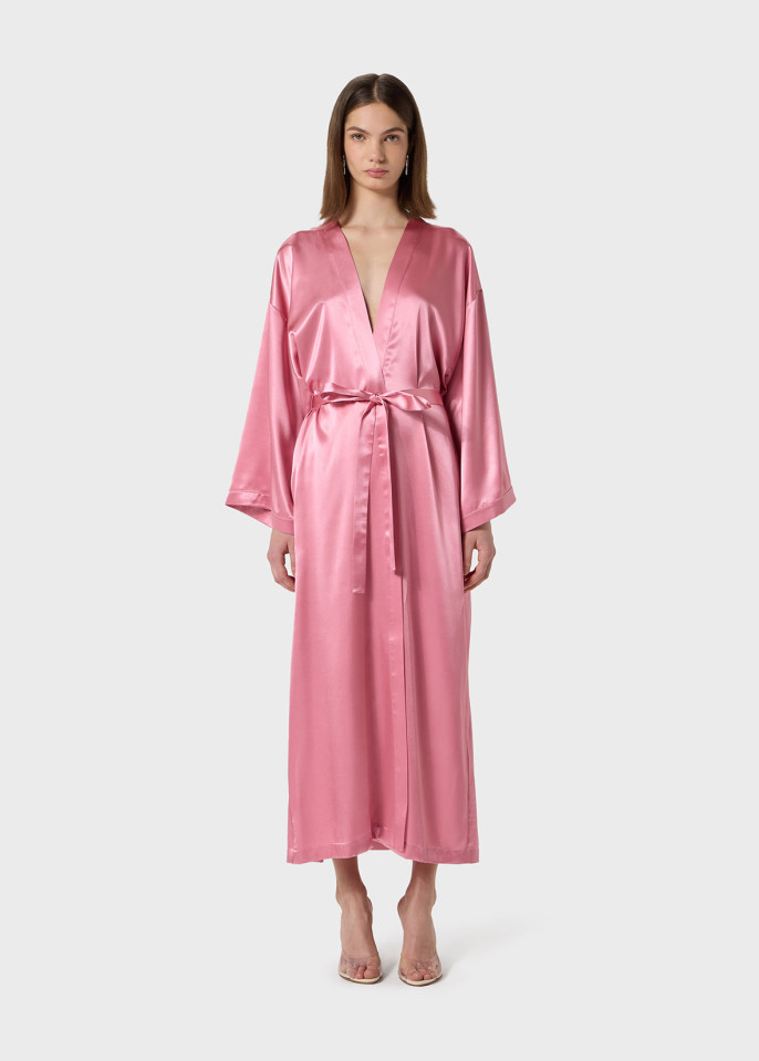 BLUMARINE: ROBE IN SATIN CON LOGO BLUMARINE IN STRASS