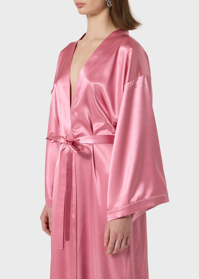 BLUMARINE: ROBE IN SATIN CON LOGO BLUMARINE IN STRASS