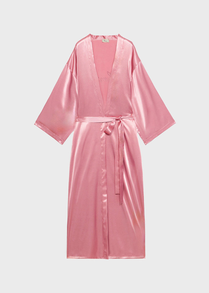 BLUMARINE: ROBE IN SATIN CON LOGO BLUMARINE IN STRASS