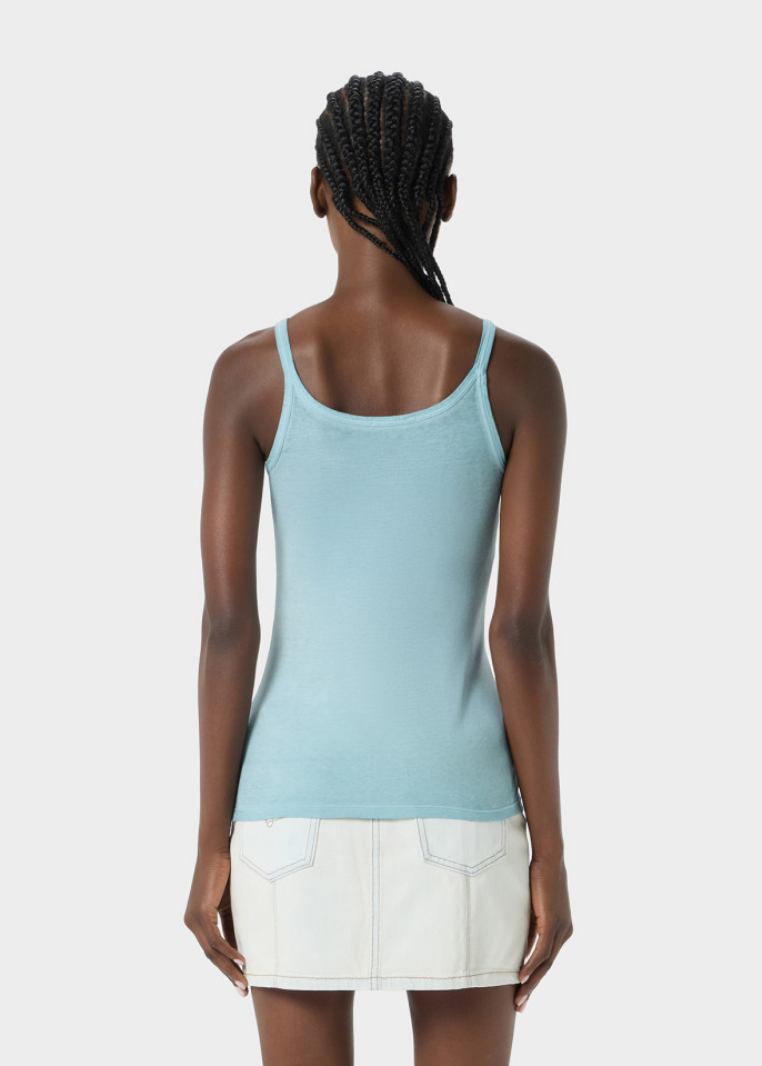 BLUMARINE: JERSEY TOP WITH DRIPPING-EFFECT LOGO