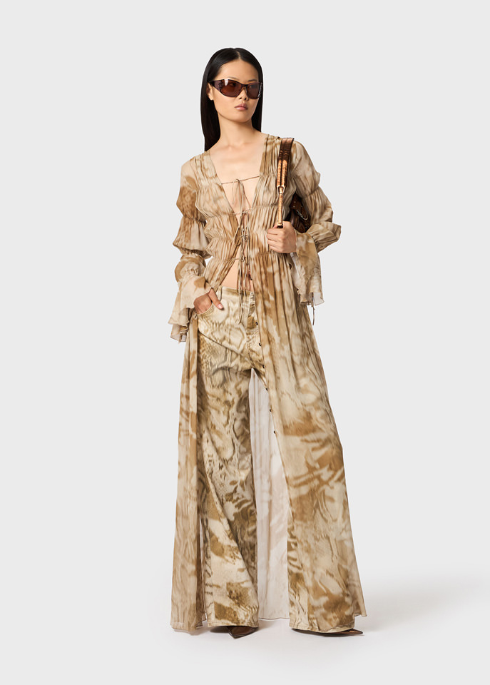 BLUMARINE: Long dress with camouflage python print