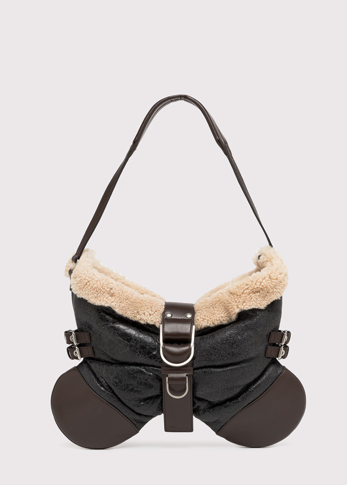 BLUMARINE: BUTTERFLY BAG LARGE IN SHEARLING