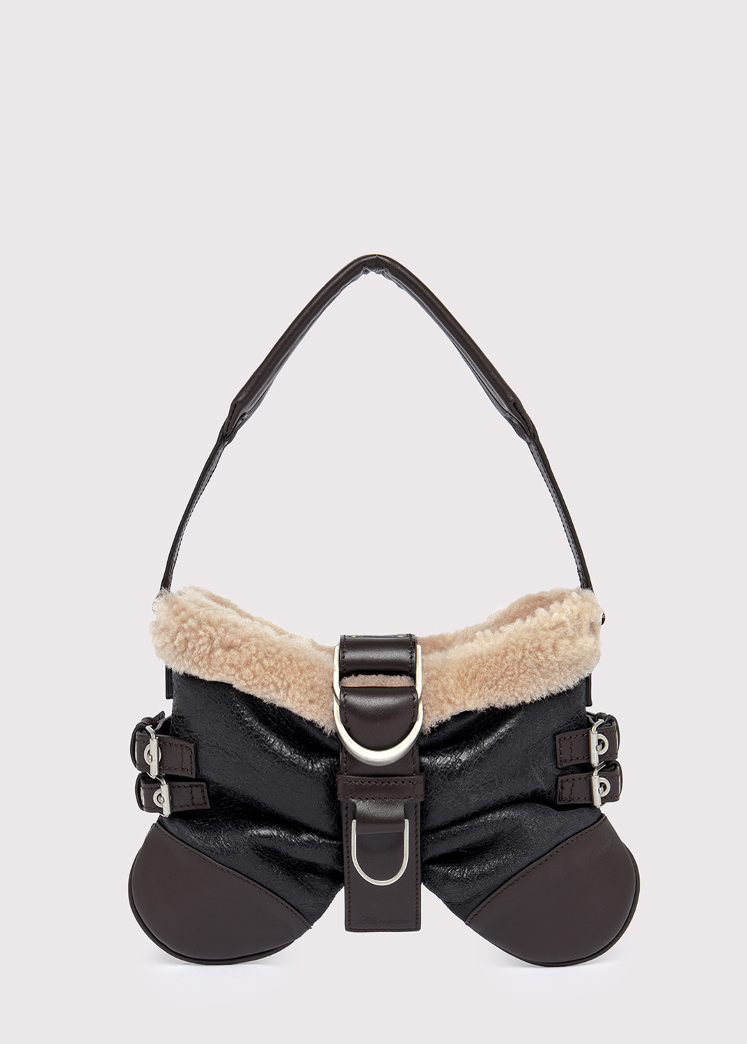 BLUMARINE: SMALL-SIZE BUTTERFLY BAG IN SHEARLING