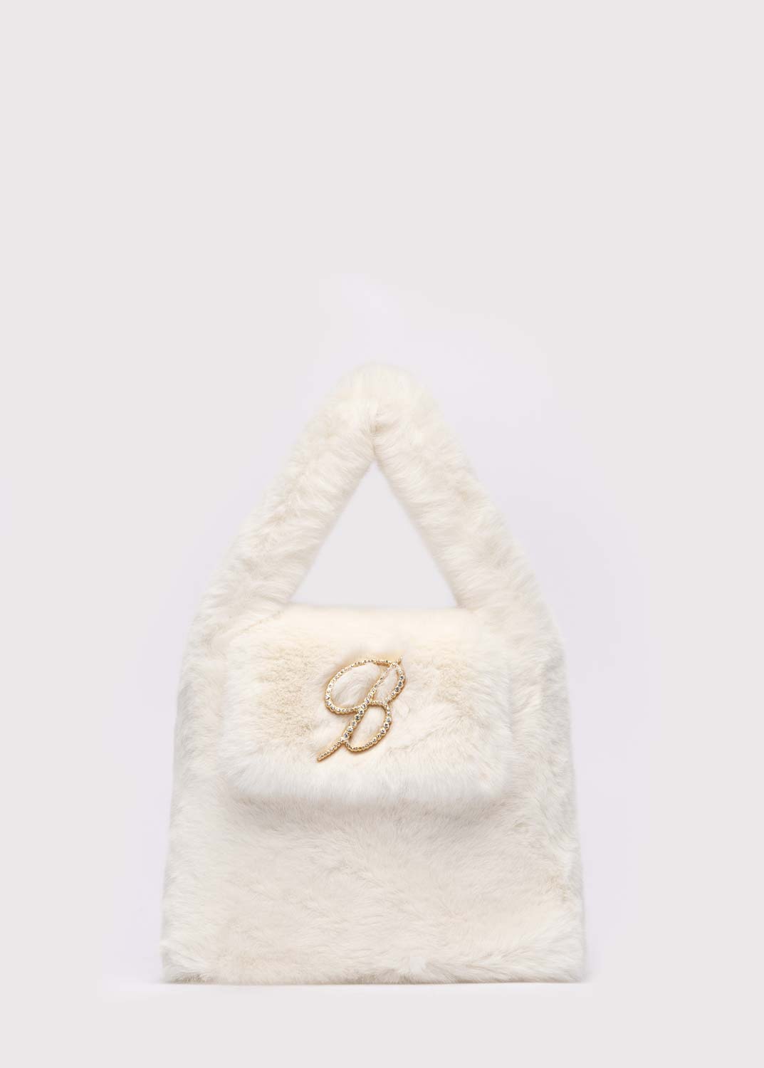 ECO FUR BAG WITH FLAP AND LOGO