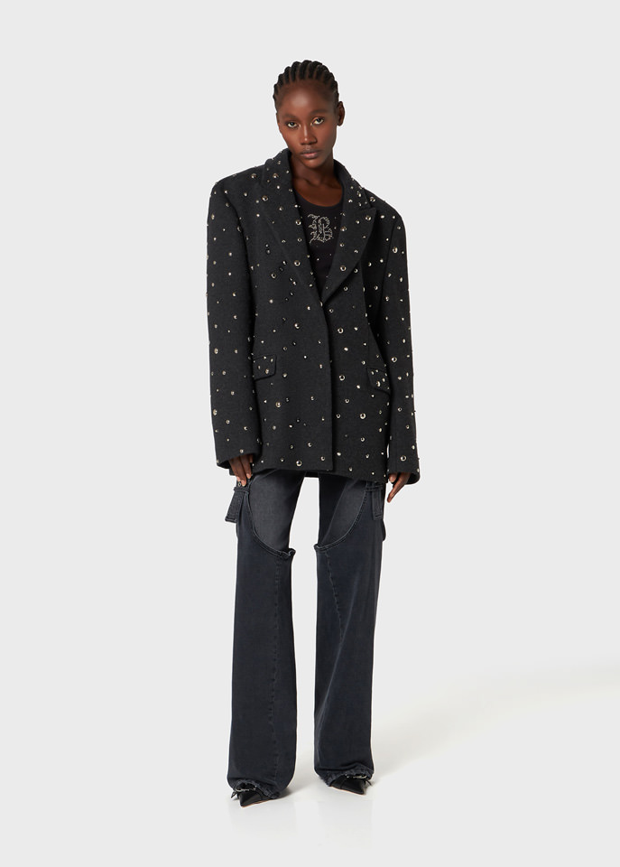 BLUMARINE: CROPPED COAT WITH EMBROIDERY STUDS