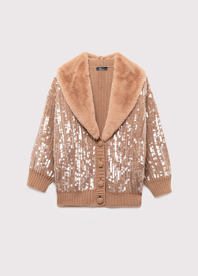 BLUMARINE: CARDIGAN WITH EMBROIDERY SEQUINS