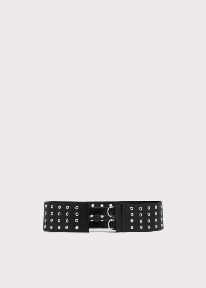 BLUMARINE: High belt in leather with embroidery studs