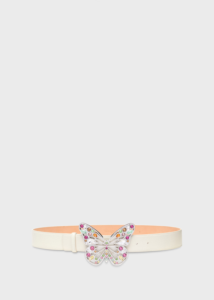 BLUMARINE: Leather belt with butterfly buckle