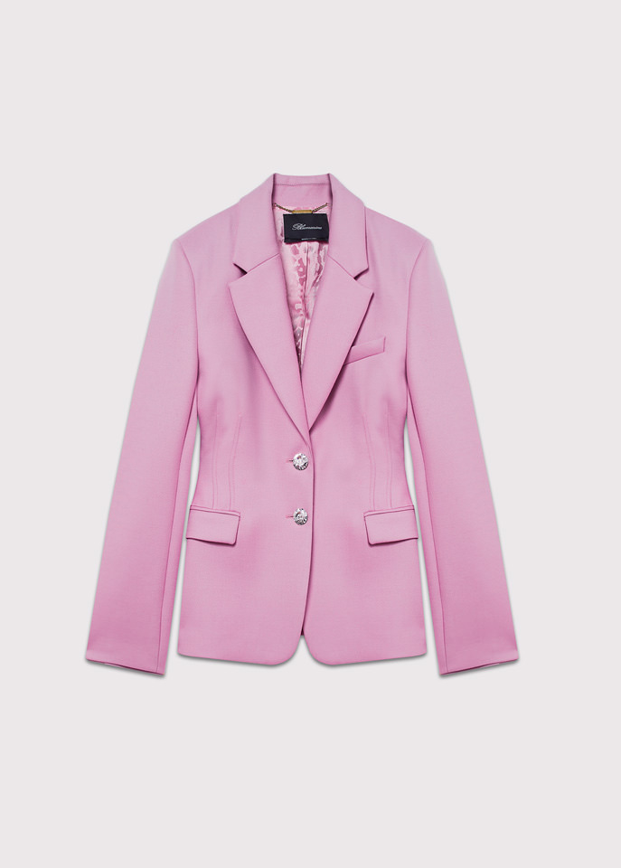 BLUMARINE: SINGLE-BREASTED JACKET WITH JEWEL BUTTON