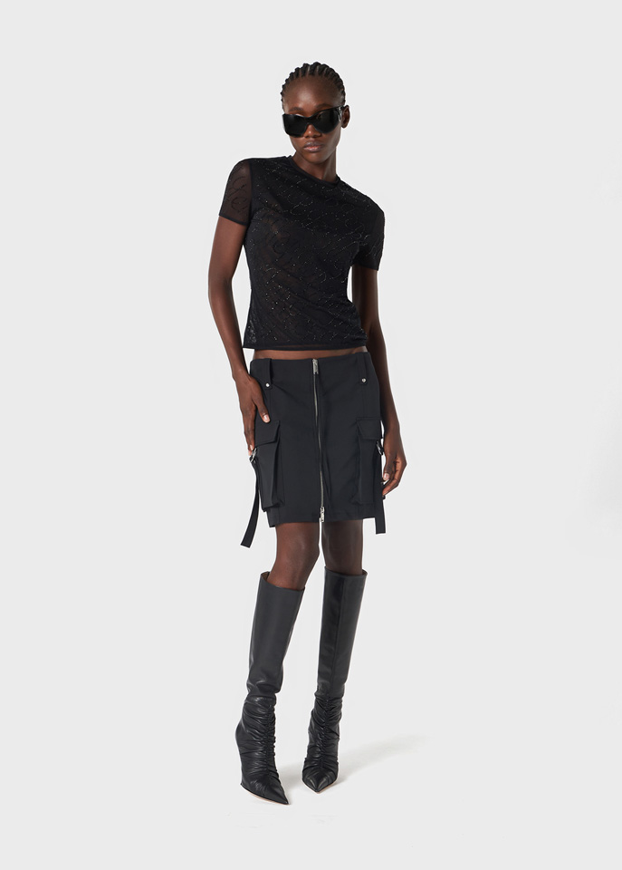 BLUMARINE: Mini skirt with cargo pockets and zip