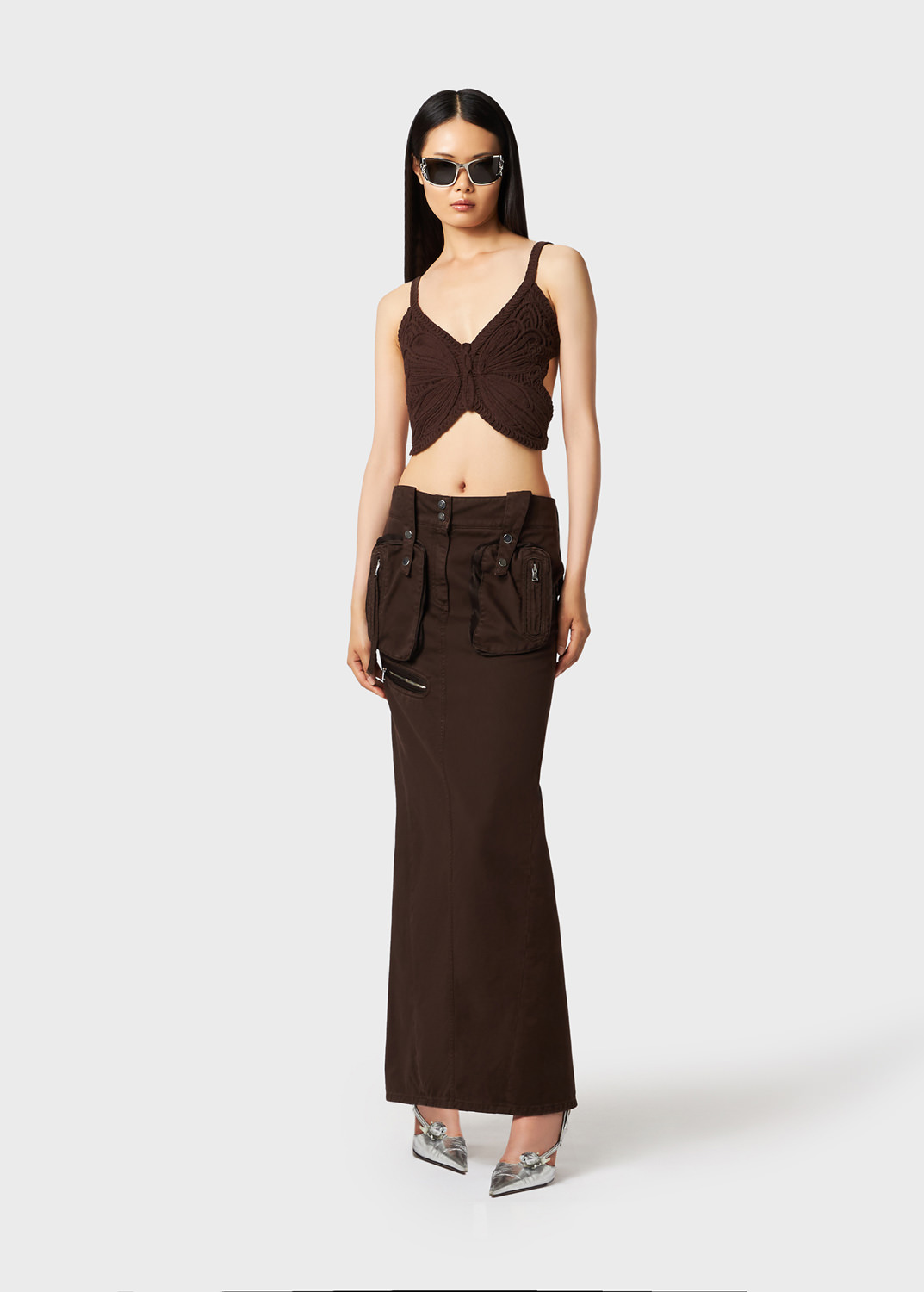 Long skirt with cargo pockets