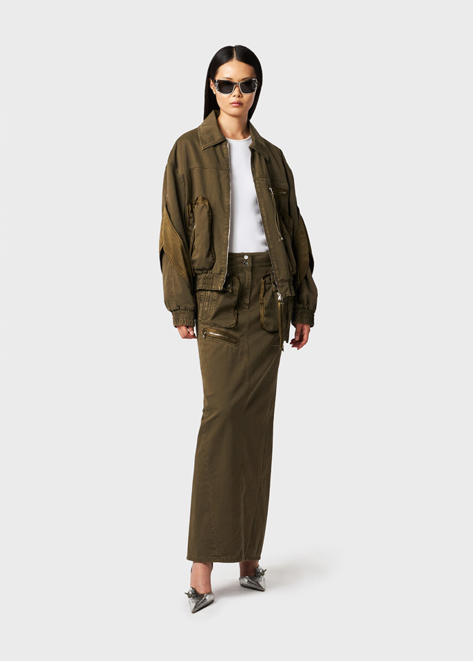 BLUMARINE: Long skirt with cargo pockets