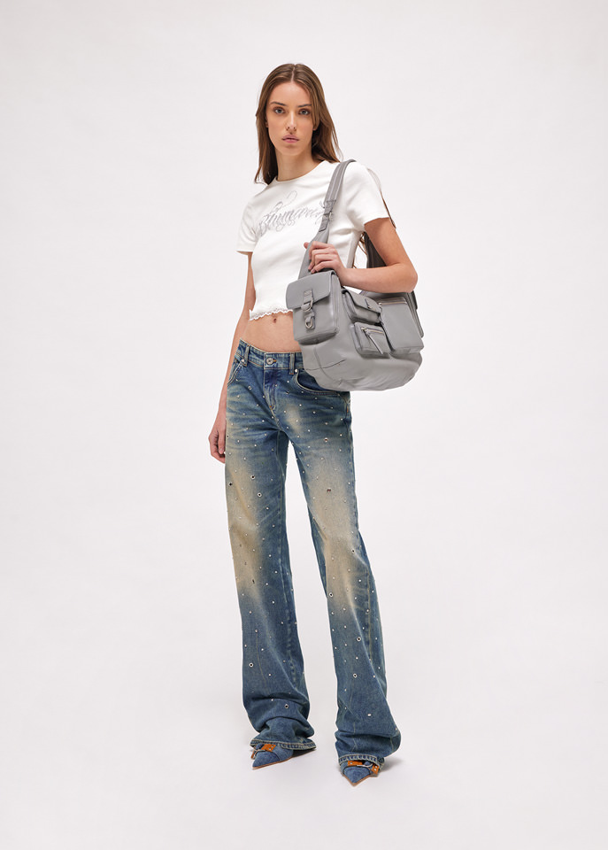 BLUMARINE: DISTRESSED JEANS WITH EMBROIDERY