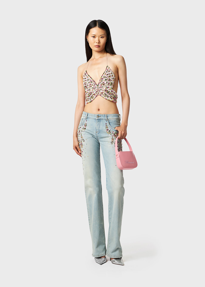BLUMARINE: Regular fit jeans with cabochon embroidery