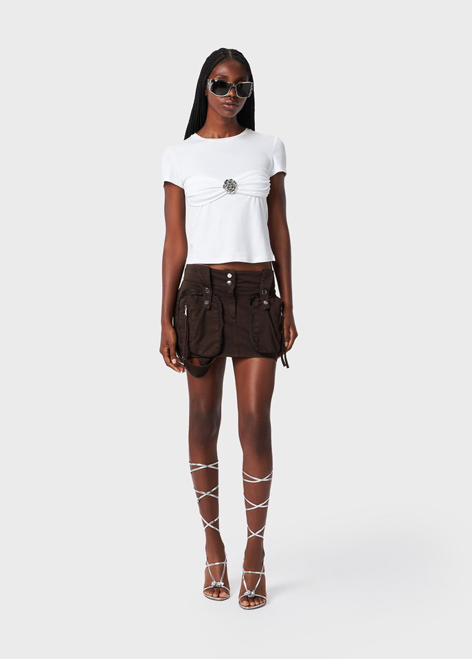 BLUMARINE: Mini skirt with cargo pockets and studs