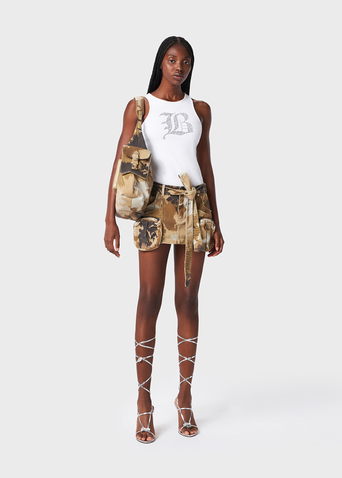 BLUMARINE: Chiné camouflage print Mini Skirt