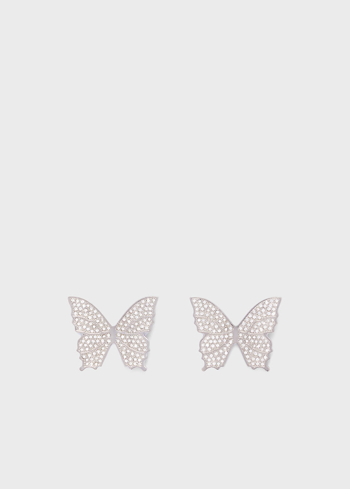 BLUMARINE: Earrings with rhinestone butterfly