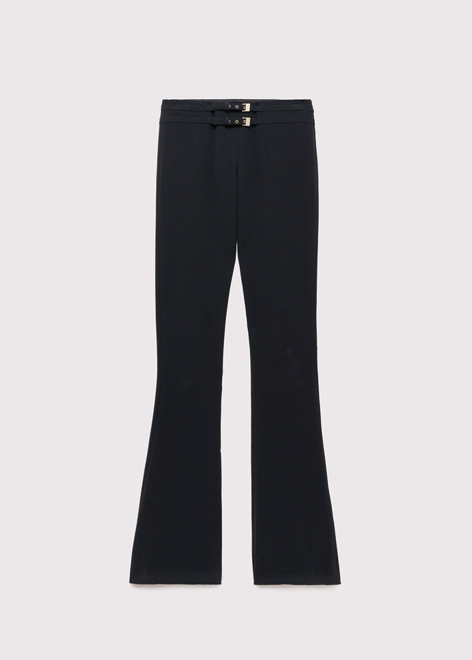 BLUMARINE: FLARED PANTS WITH STRAPS AND BUCKLES